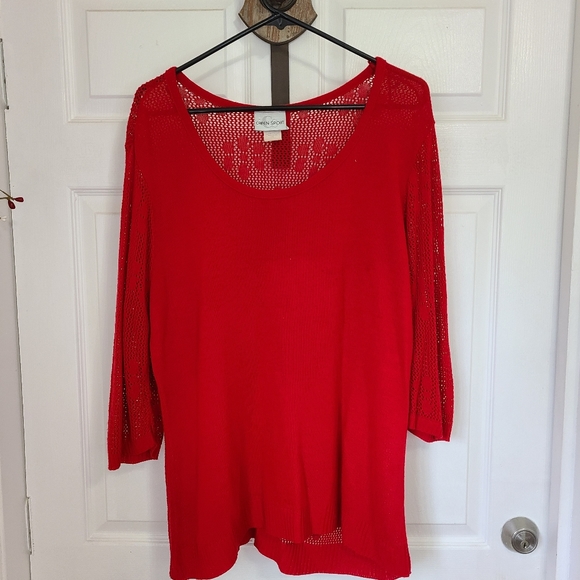 (1345) Caren Sport Woman's Swim Suit Cover-up, Size: 2x Color: Red - Picture 6 of 15